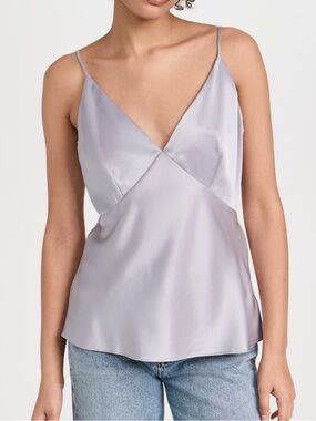 Reformation Mickey Satin Top Lavender Mist